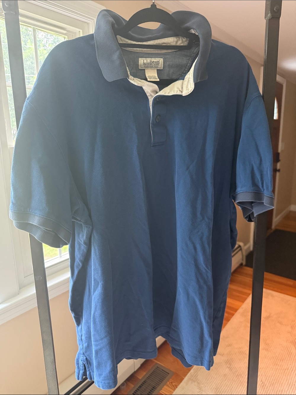 L.L. Bean Men's Navy Blue Polo with Contrast Placket